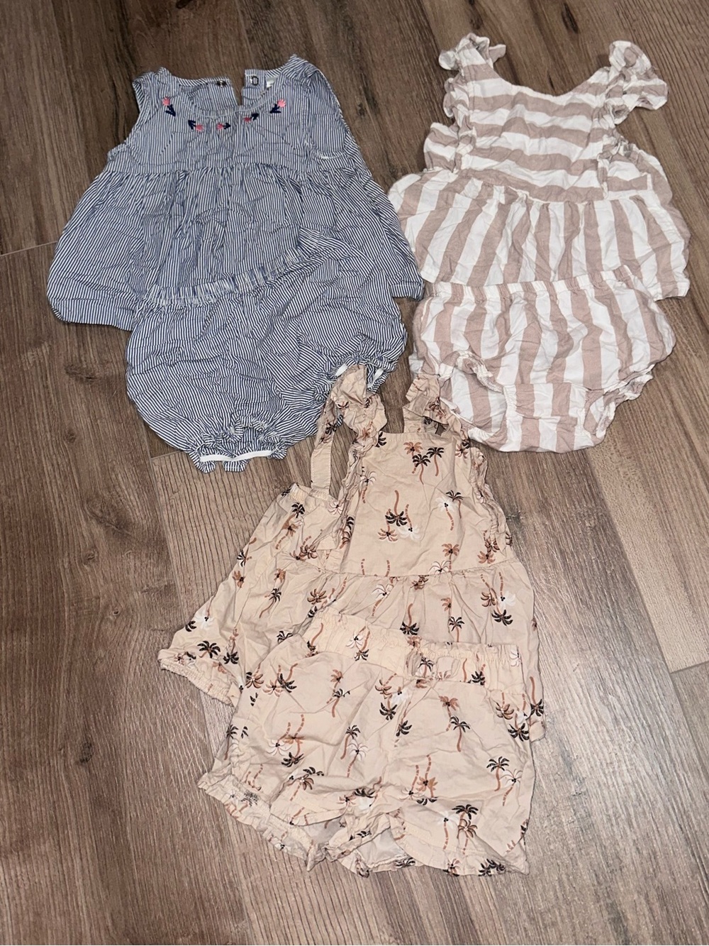 Carter's Cream Romper with Brown and Black Palm Print